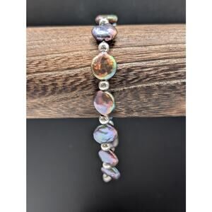 925 Sterling Peacock Coin Pearl Bracelet